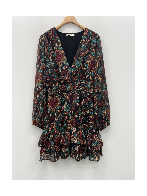Robe courte imprimée décolleté cache-cœur Lili & Lala