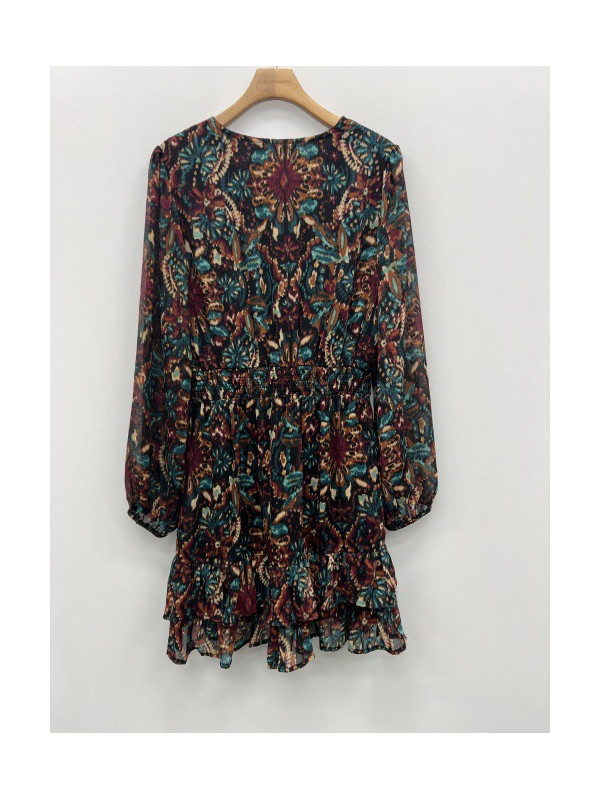 Robe courte imprimée décolleté cache-cœur Lili & Lala