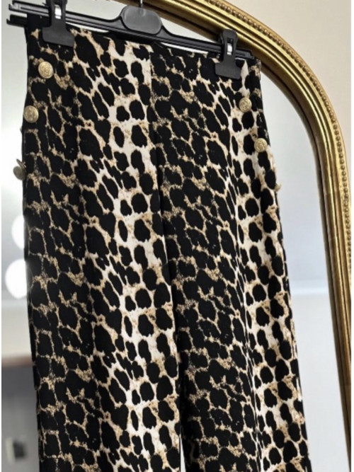 Pantalon à pont et boutons dorés