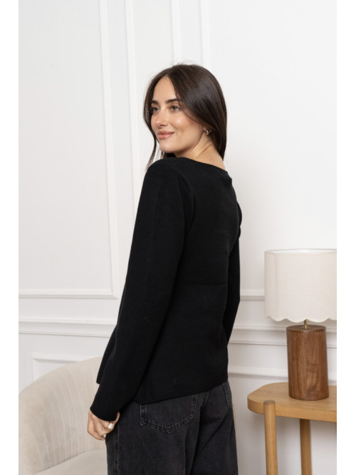 Veste gilet col rond manches longues boutons dorés