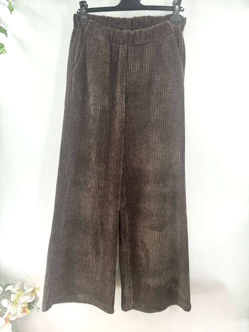 Pantalon wide leg en velours grosses côtes