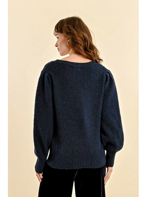 Pull avec sequins col rond manches longues