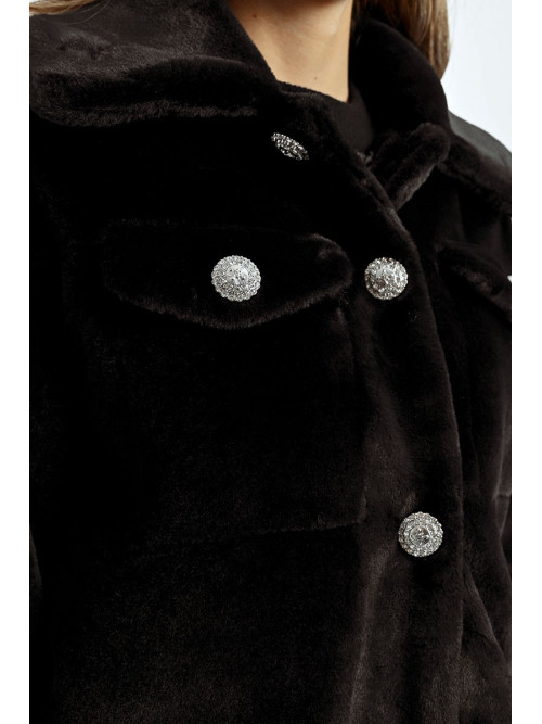 Veste fausse fourrure boutons bijoux