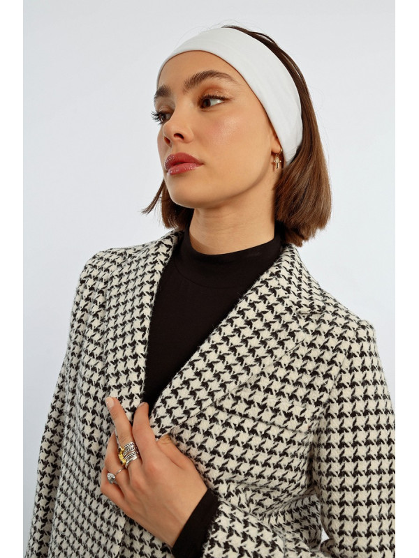 Veste crop pied de poule manche longue