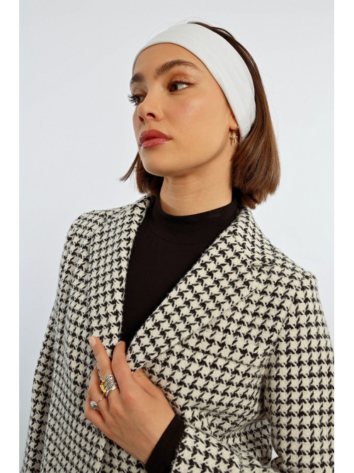 Veste crop pied de poule manche longue