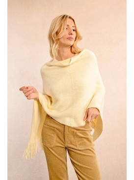 Poncho col V frangé