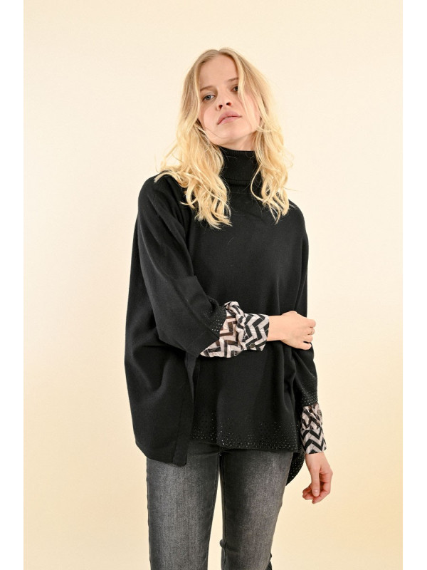 Poncho col roulé avec sequins