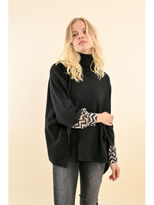 Poncho col roulé avec sequins