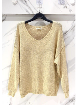 Pull col V en lurex manches...