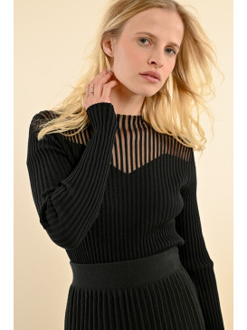 Pull fines côtes plastron...
