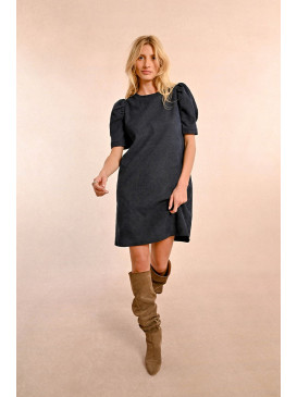 Robe velours fin col rond...