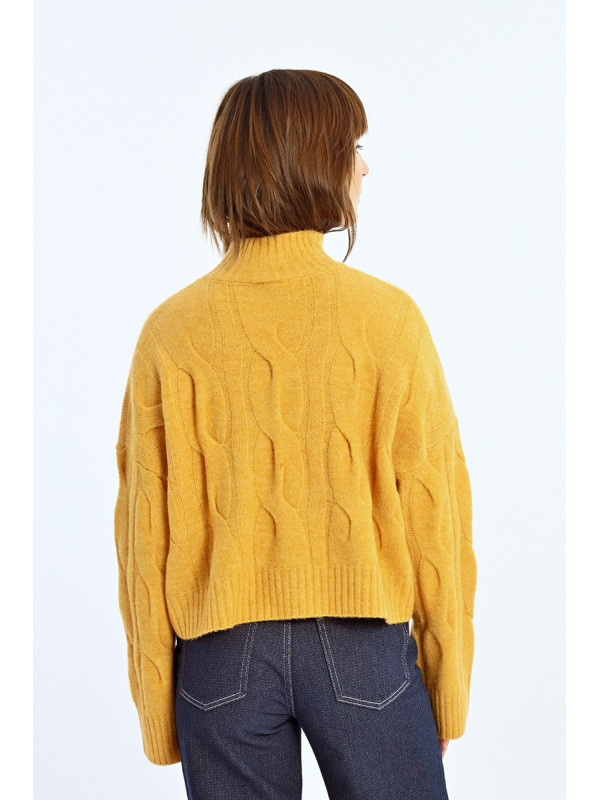 Pull col montant manches longues torsade large