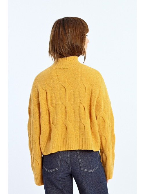 Pull col montant manches longues torsade large