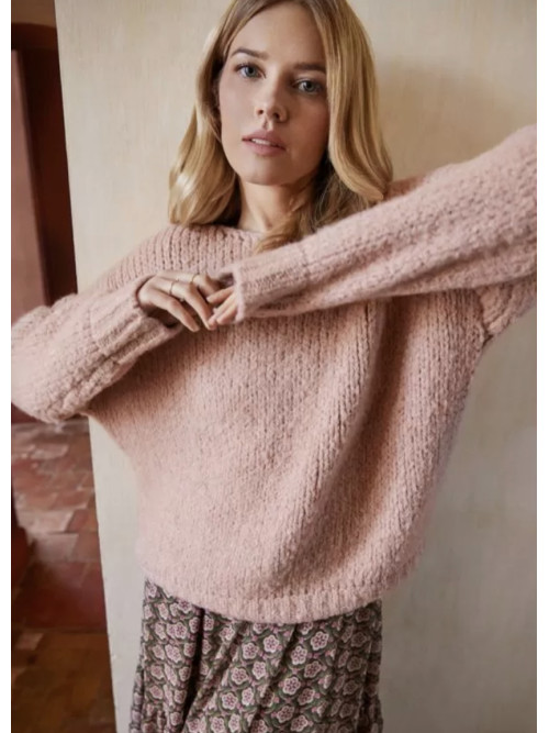 Pull col rond manches longues grosse maille