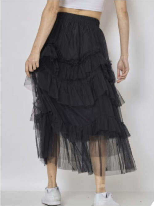 Jupe longue bohème en tulle à volants