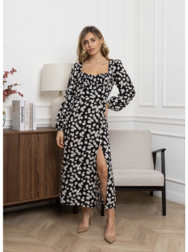 Robe longue imprimée au...