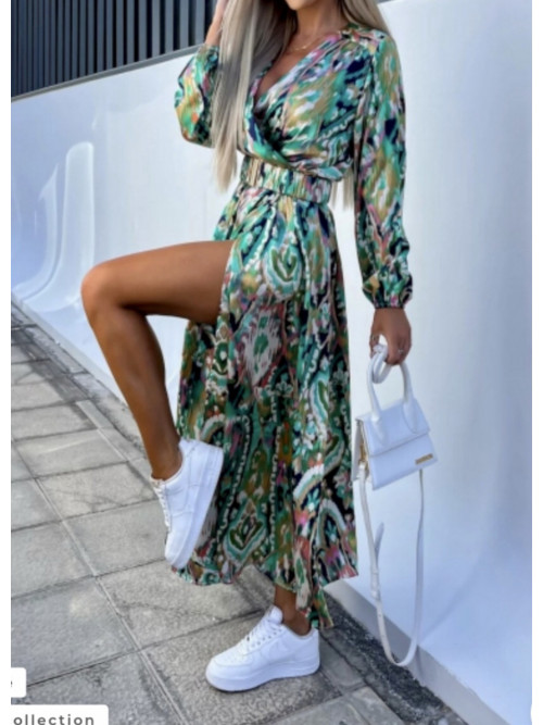 Robe longue imprimée décolleté croisé Schilojolie
