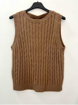 Pull torsadé col rond sans...