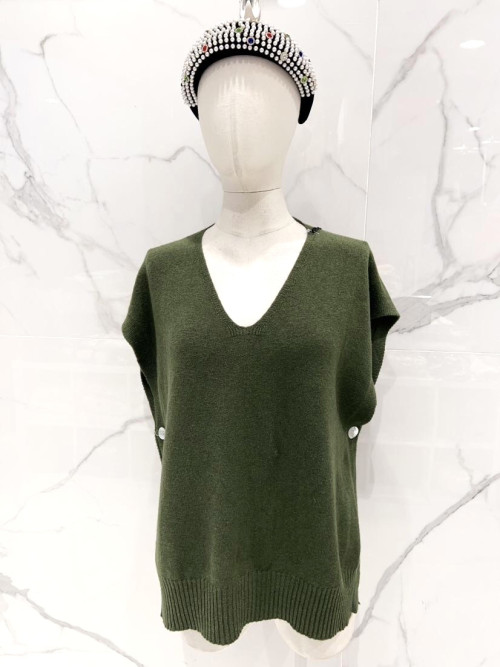 Pull oversized col V sans manches