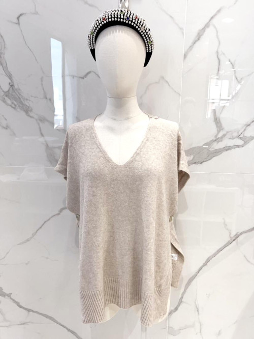 Pull oversized col V sans manches