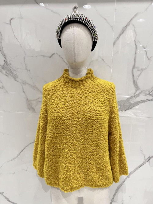 Pull maille peluche col montant manches longues
