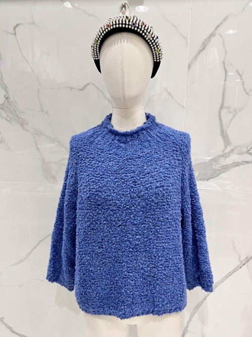 Pull maille peluche col montant manches longues
