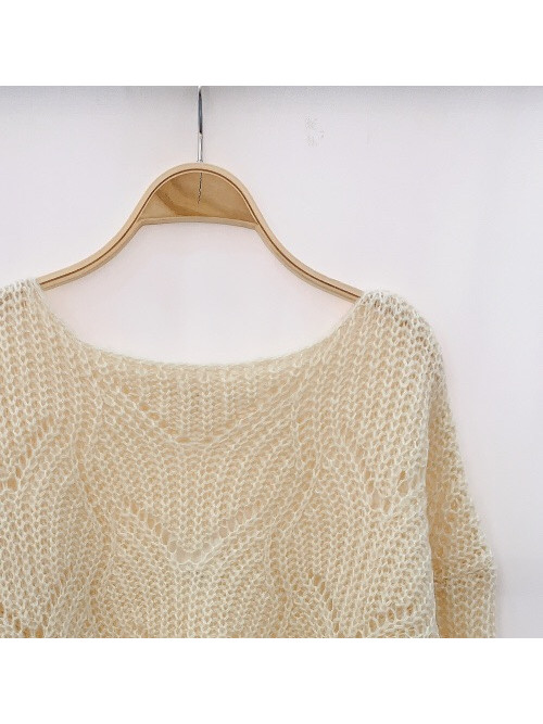 Pull col bateau maille ajourée
