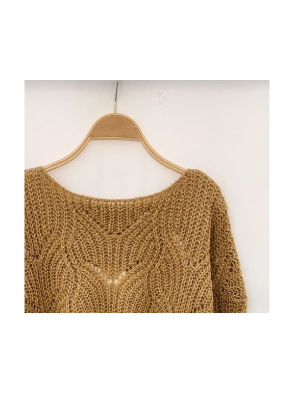 Pull col bateau maille ajourée