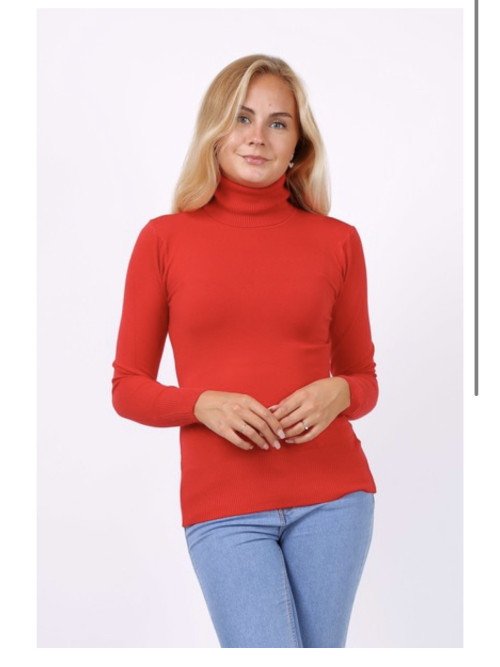 Pull fin col roulé manches longues sans laine