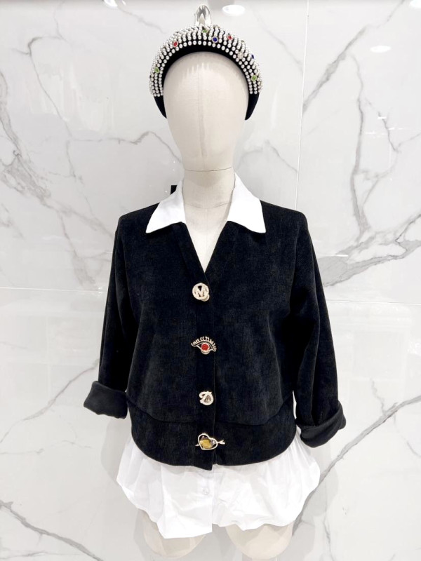 Top XXL 2 en 1 velours manches longues avec boutons bijoux