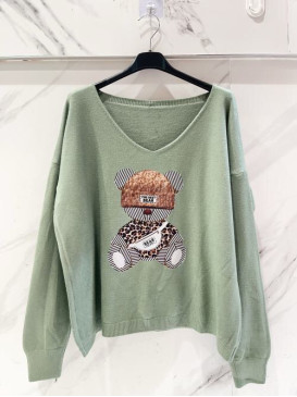 Pull fin col V manches...