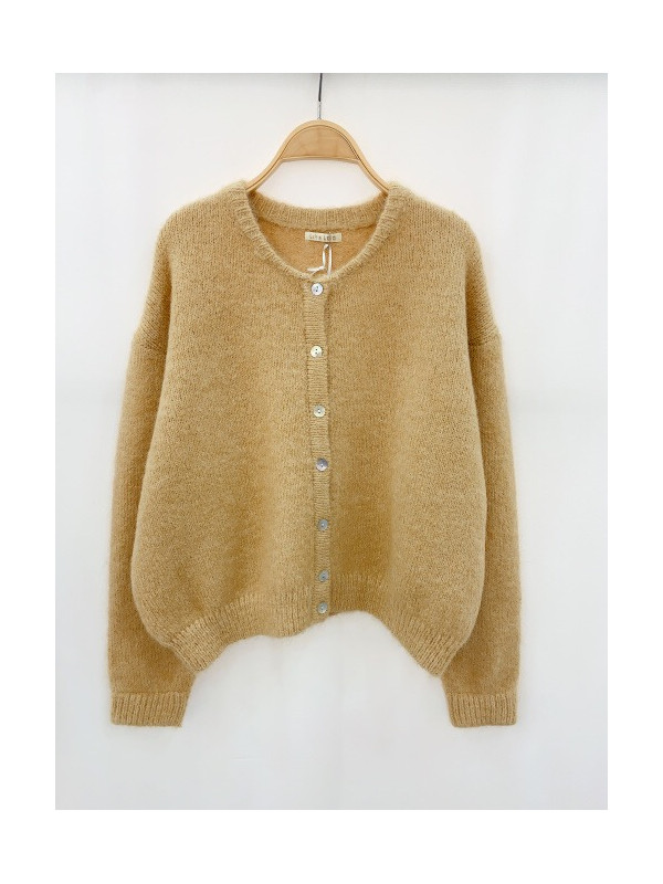 Gilet oversized col rond boutons nacre