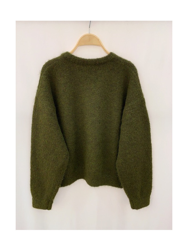 Gilet oversized col rond boutons nacre