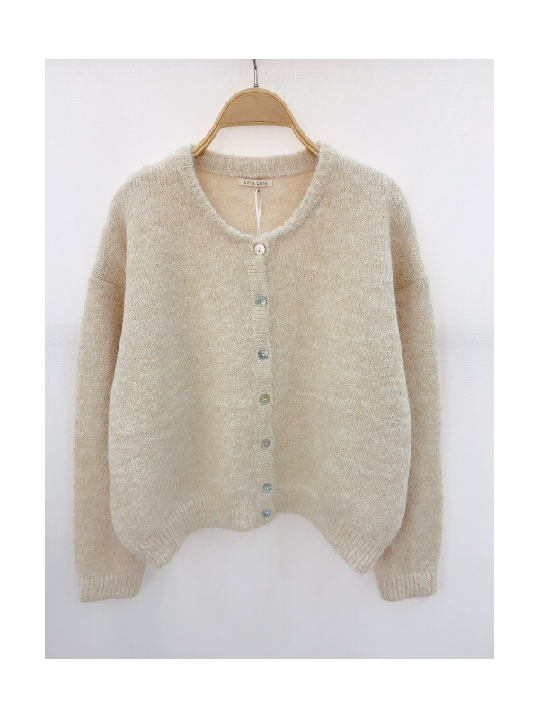 Gilet oversized col rond boutons nacre