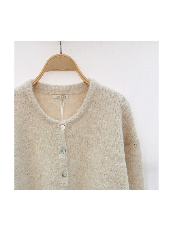 Gilet oversized col rond boutons nacre