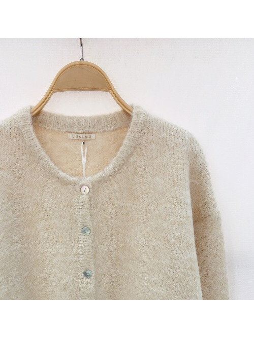 Gilet oversized col rond boutons nacre