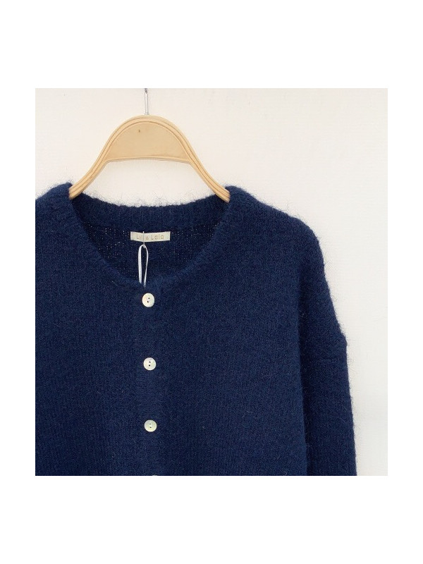 Gilet oversized col rond boutons nacre