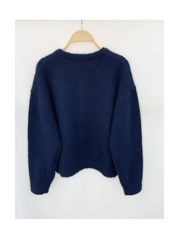 Gilet oversized col rond boutons nacre