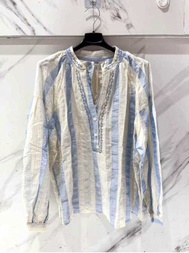 Blouse en coton rayée avec...