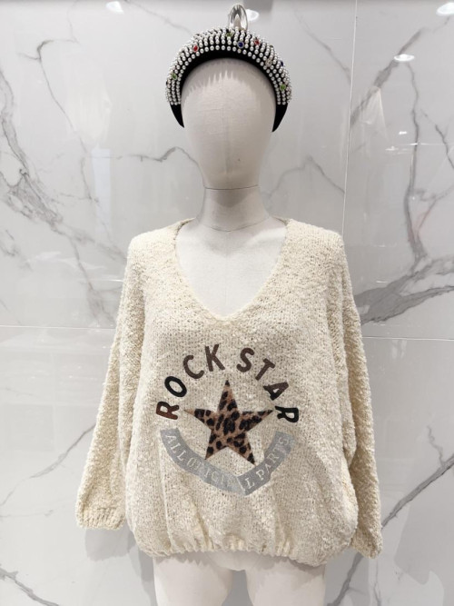Pull ROCKSTAR maille mousseuse col V