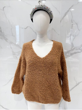 Pull maille mousseuse col V