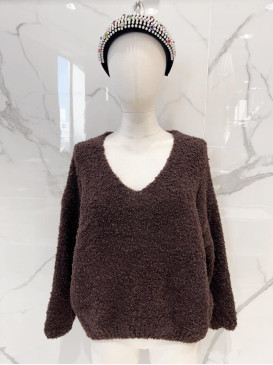 Pull maille mousseuse col V...