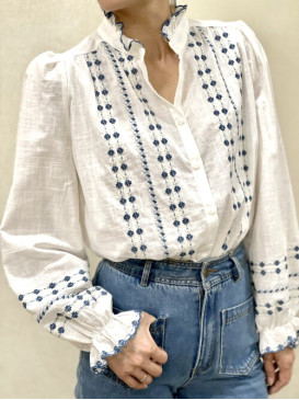 Chemise brodée manches...