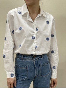 Chemise pâquerettes bleues...