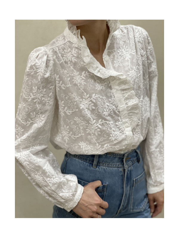 Chemise brodée manches longues