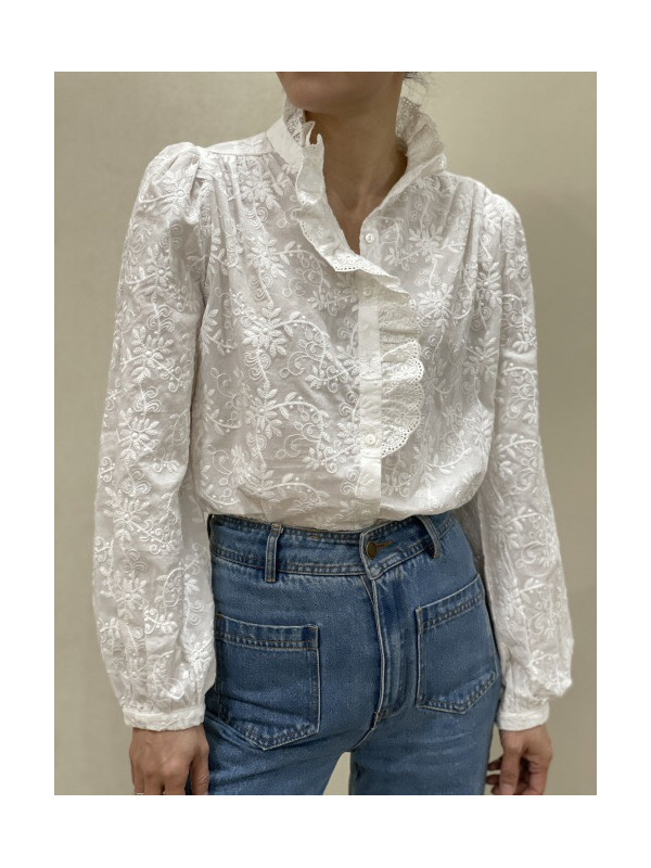 Chemise brodée manches longues