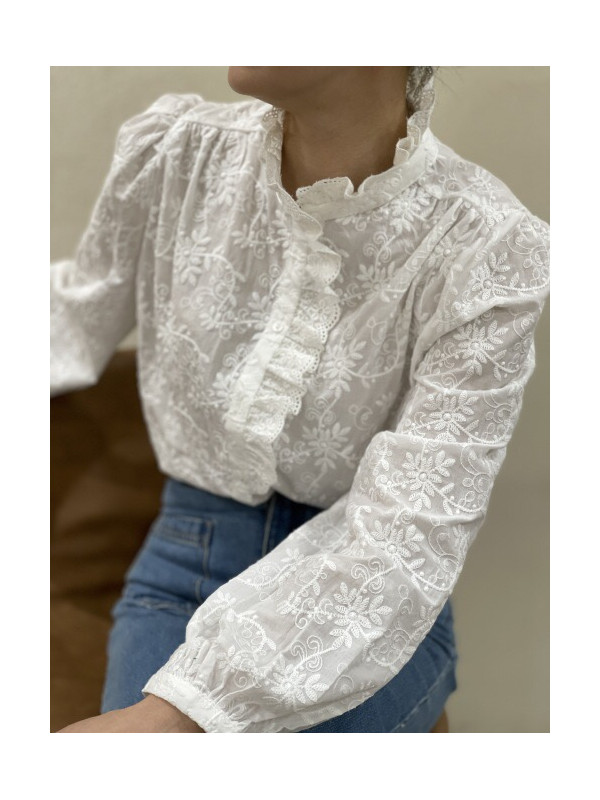 Chemise brodée manches longues