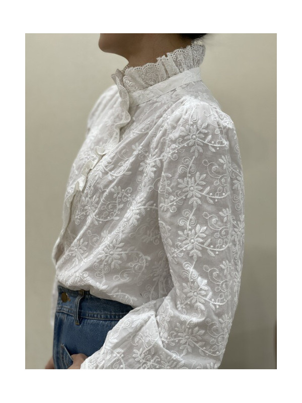 Chemise brodée manches longues