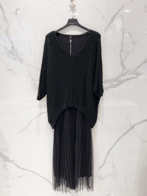 Robe longue doublée en tulle plissé Carla Giannini