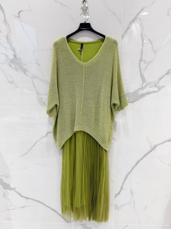 Robe longue doublée en tulle plissé Carla Giannini
